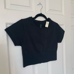 NWT Aerie Offline Cropped Active Tee - Black